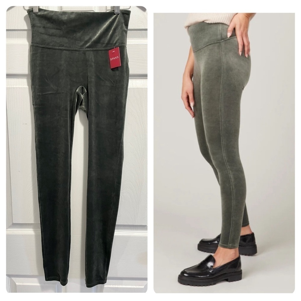 NWT Spanx Velvet Leggings Dark Palm Center Seam Free Brand New Size Medium